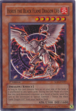 Horus, der Schwarzflammendrache LV6 (V.1) SOD-007 Super Rare Poor Deutsch 1. Auflage