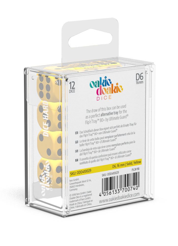Oakie Doakie Dice W6 Würfel 16 mm Solid - Gelb (12)