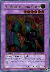 Böser HELD Lightning Golem (V.2) GLAS-039 Ultimate Rare Near Mint Deutsch 1. Auflage