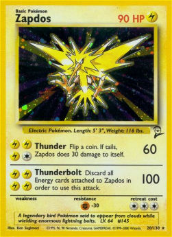 Zapdos B2-20 Holo Rare Good Englisch