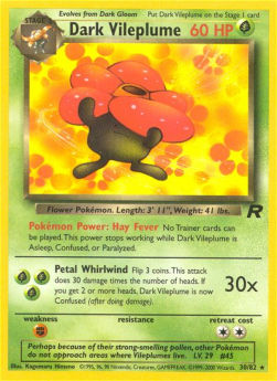 Dark Vileplume TR-30 Rare Near Mint Englisch 1. Auflage
