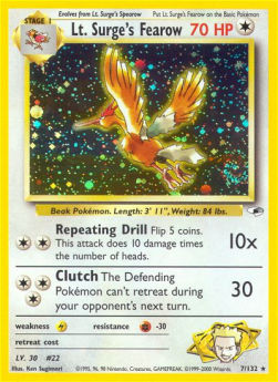 Lt. Surge's Fearow GH-7 Holo Rare Poor Englisch