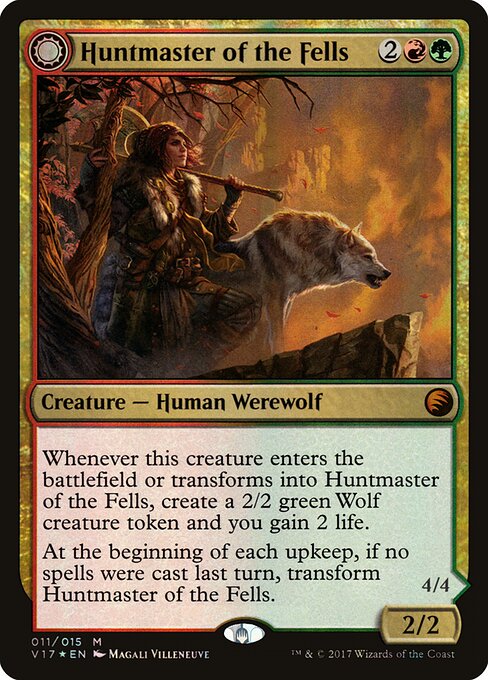 Huntmaster of the Fells / Ravager of the Fells V17-11 Mythic Light Played Englisch Foil