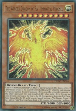 Der geflügelte Drache von Ra - Unsterblicher Phönix DUPO-046 Ultra Rare Light Played Deutsch 1. Auflage