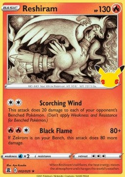 Reshiram CEL-002 Holo Rare Good Deutsch
