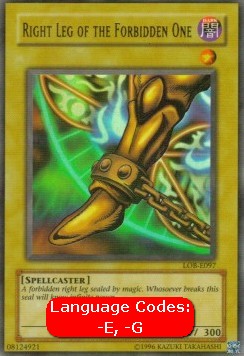 Rechtes Bein der Verbotenen (V.1) LOB-097 Ultra Rare Played Deutsch 1. Auflage