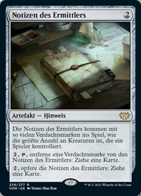 Notizen des Ermittlers VOW-258 Rare Near Mint Deutsch