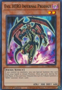 Böser HELD Infernal Prodigy (V.1) LDS3-024 Ultra Rare Near Mint Deutsch 1. Auflage