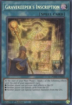 Gravekeeper's Inscription PHHY-EN000 Secret Rare Excellent Englisch 1. Auflage