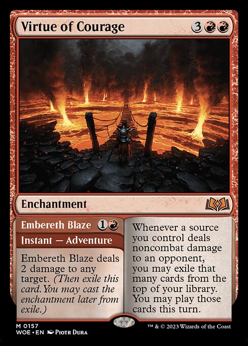 Virtue of Courage // Embereth Blaze WOE-157 Mythic Near Mint Englisch Foil