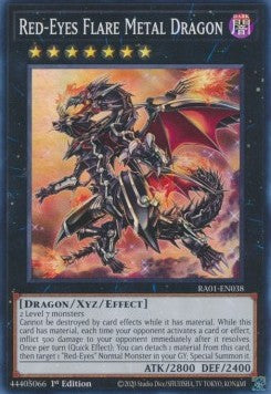 Rotäugiger Leuchtfeuer-Metalldrache (V.1) RA01-038 Super Rare Near Mint Deutsch 1. Auflage