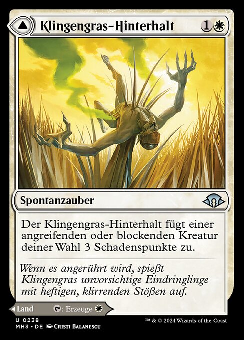 Klingengras-Hinterhalt // Klingengrasfeld MH3-238 Uncommon Excellent Deutsch Foil