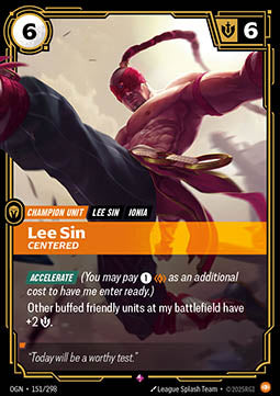 Lee Sin, Centered OGN-151 Rare Near Mint Englisch Foil