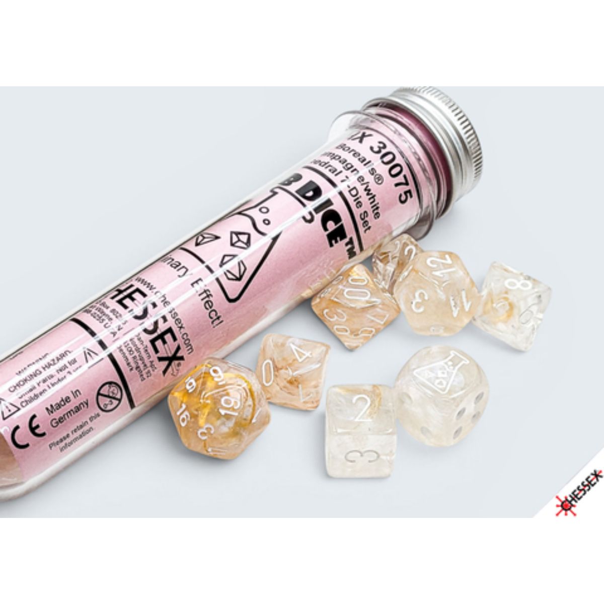 Borealis Polyhedral Champagne/white 7-Die Set with bonus die