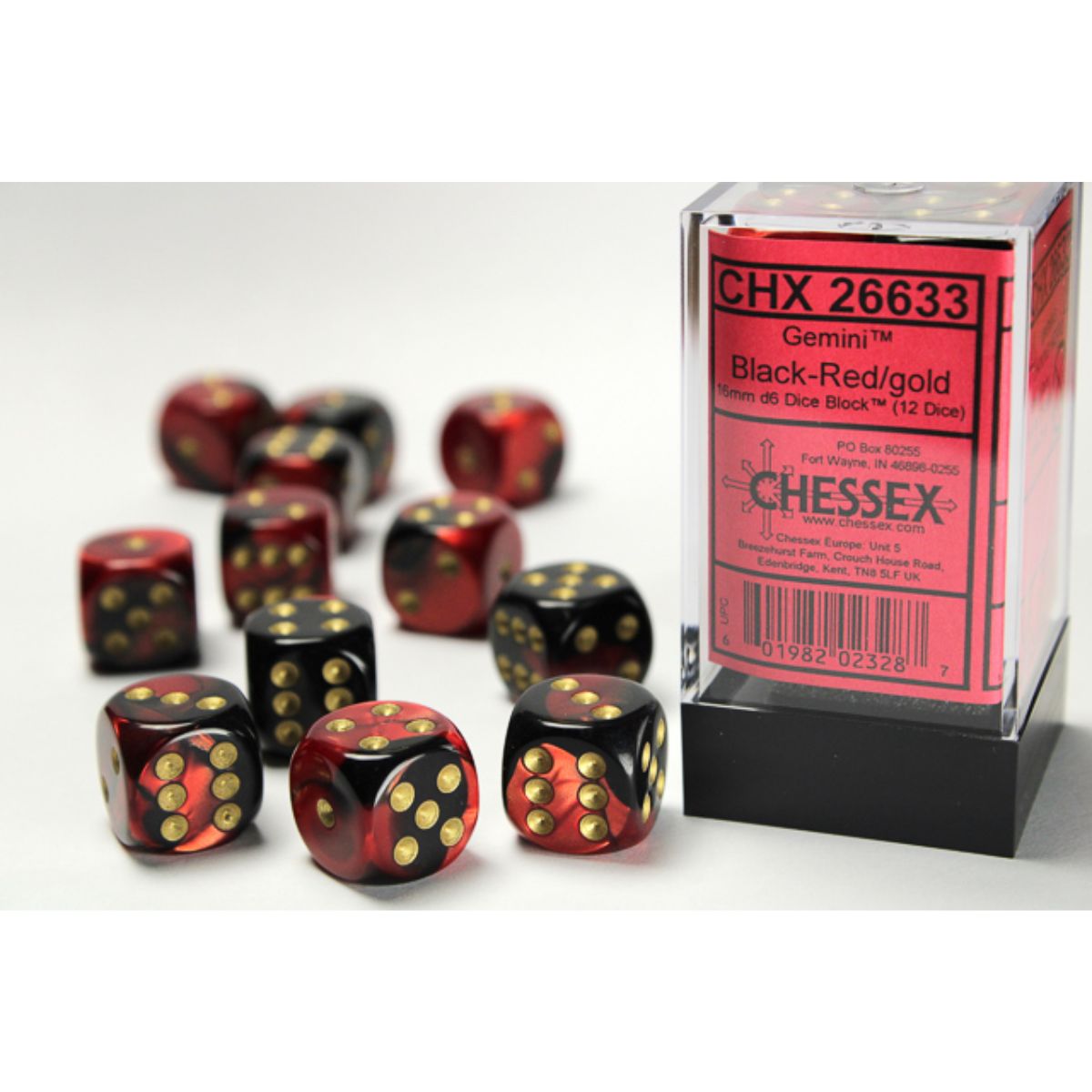 Chessex W6x12 Würfelset Marble Ivory/Black