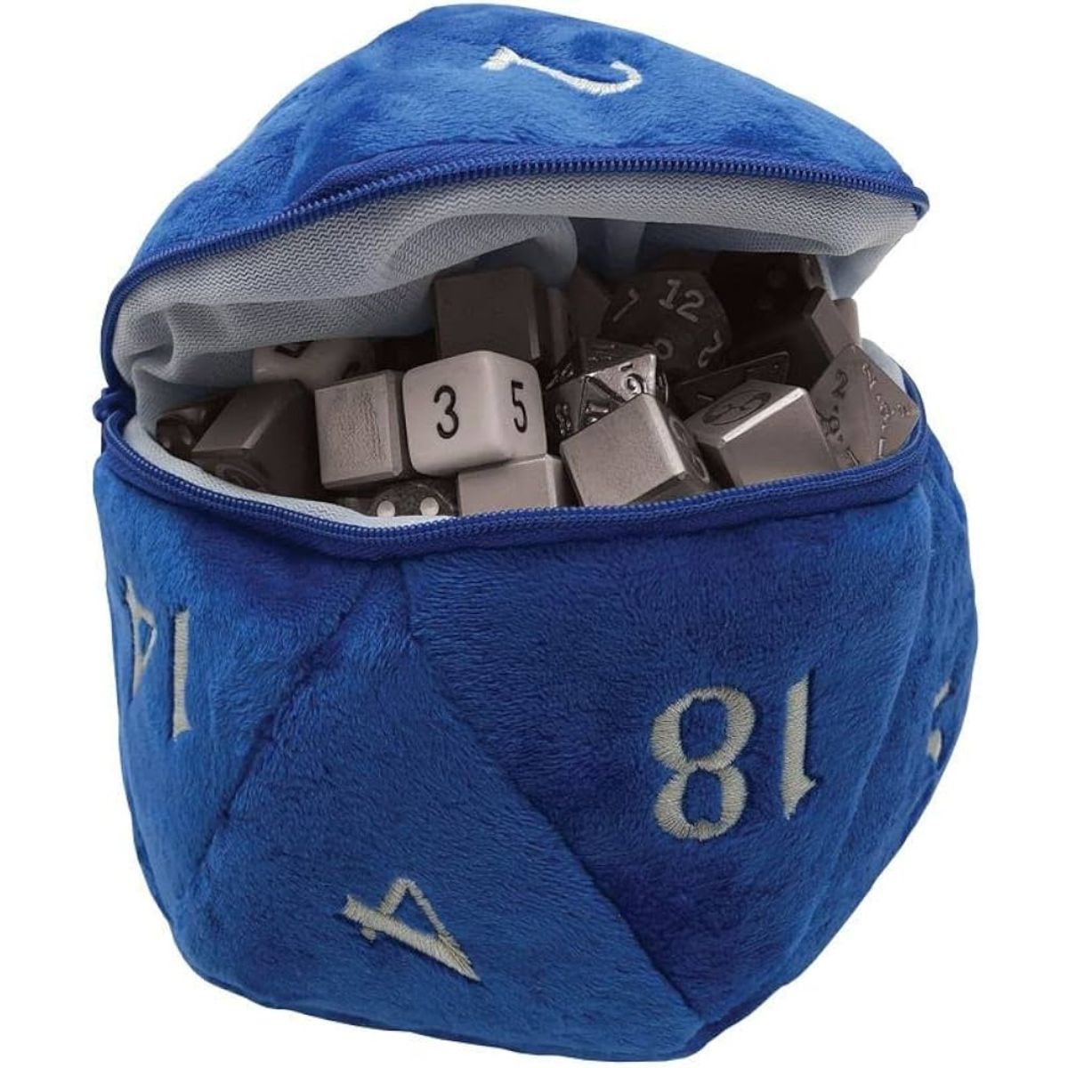 D20 Plush Dice Bag Blau