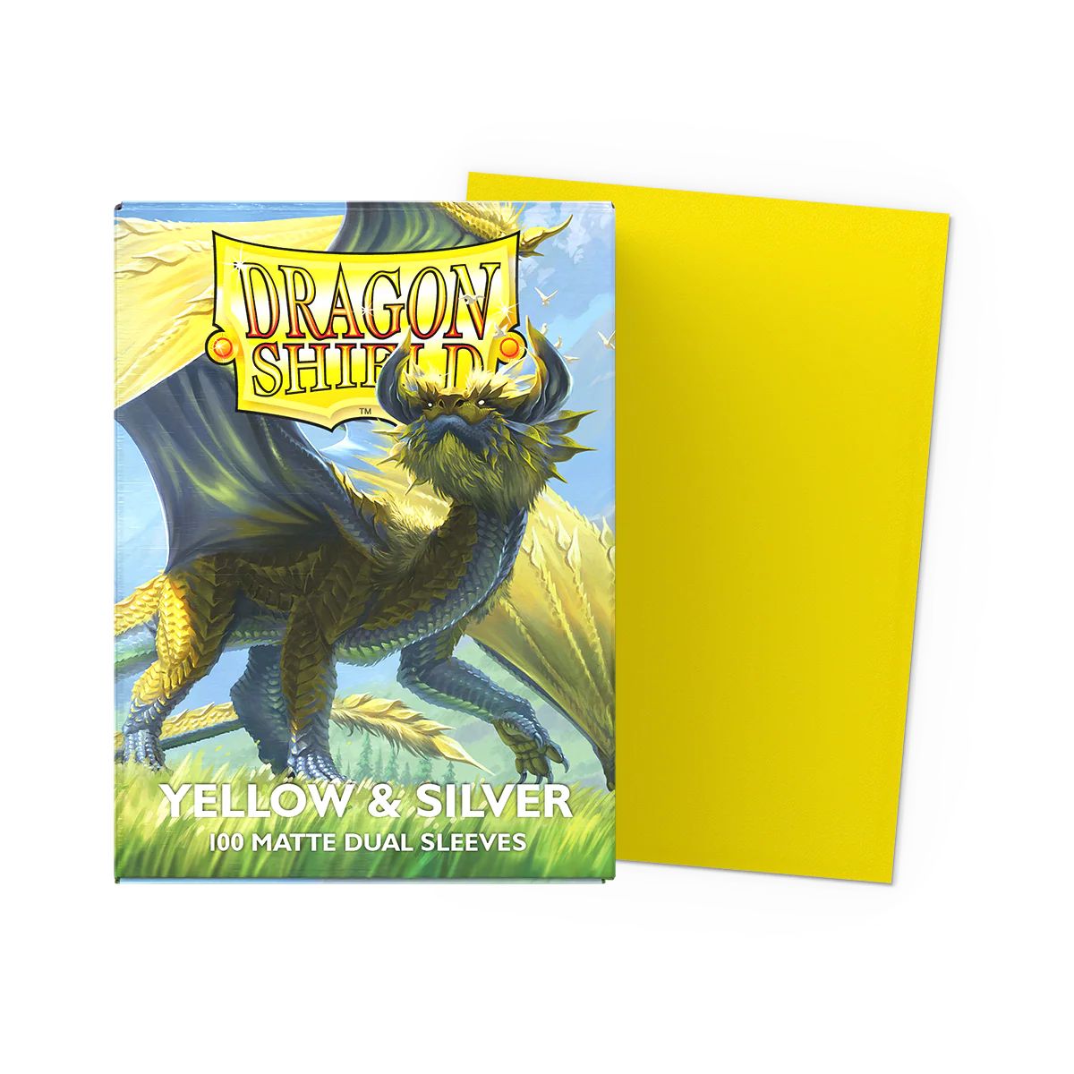 Dragon Shield Standard Size Dual Matte Sleeves - Yellow & Silver (100 Sleeves)