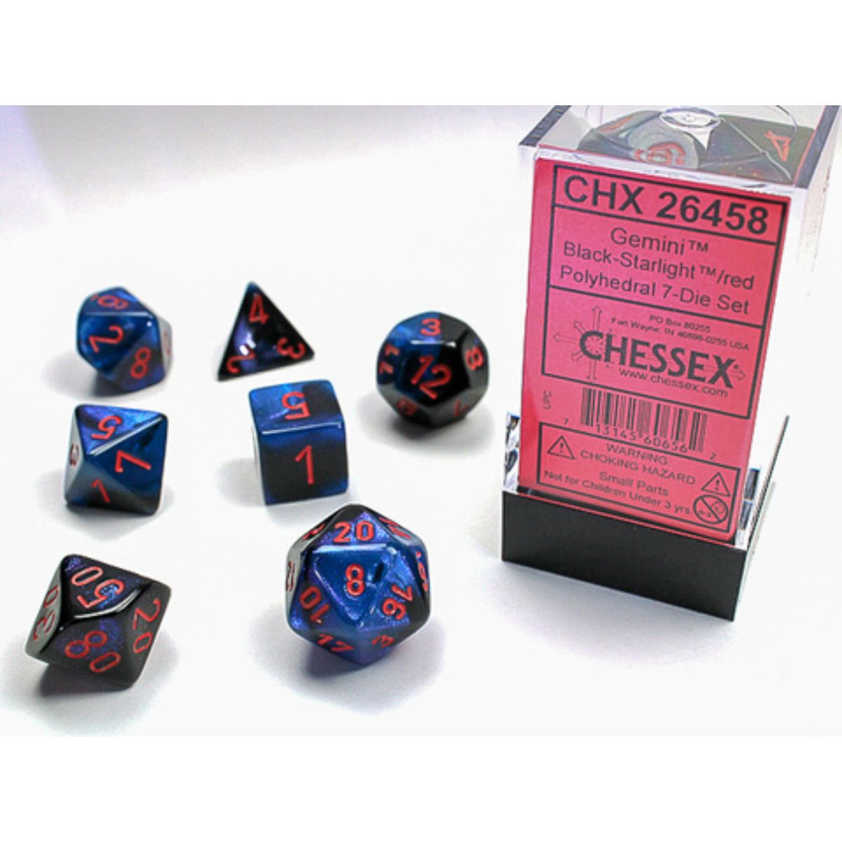 Chessex 7-Würfelset Gemini Polyhedral Black-Starlight/Red