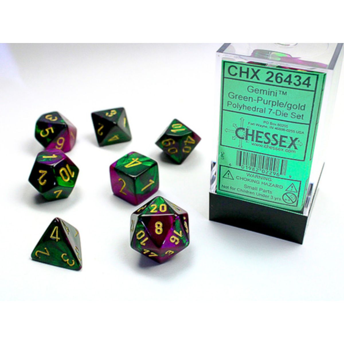 Chessex 7-Würfelset Gemini Polyhedral Green-Purple/Gold