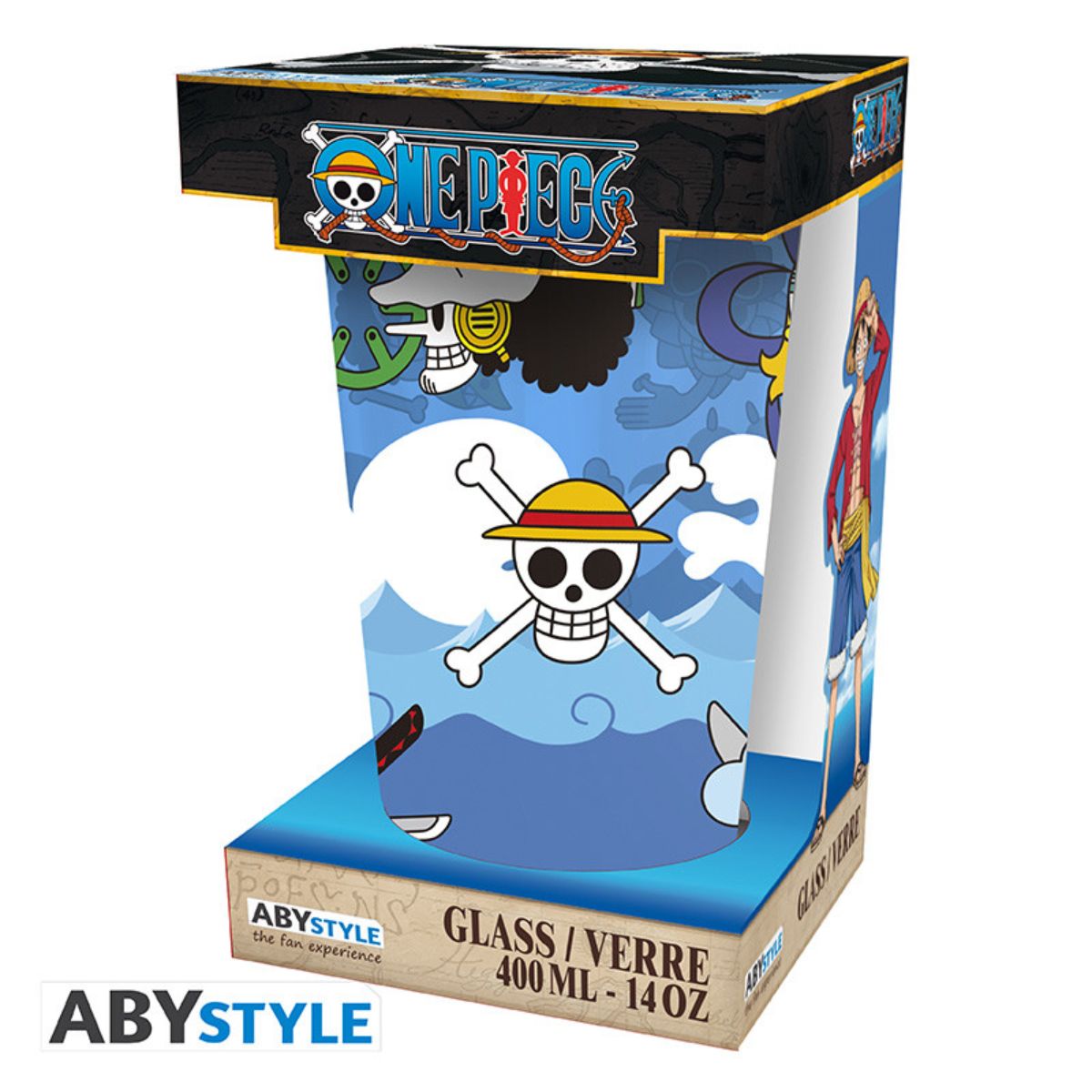 One Piece Large Glass 400ml Skulls