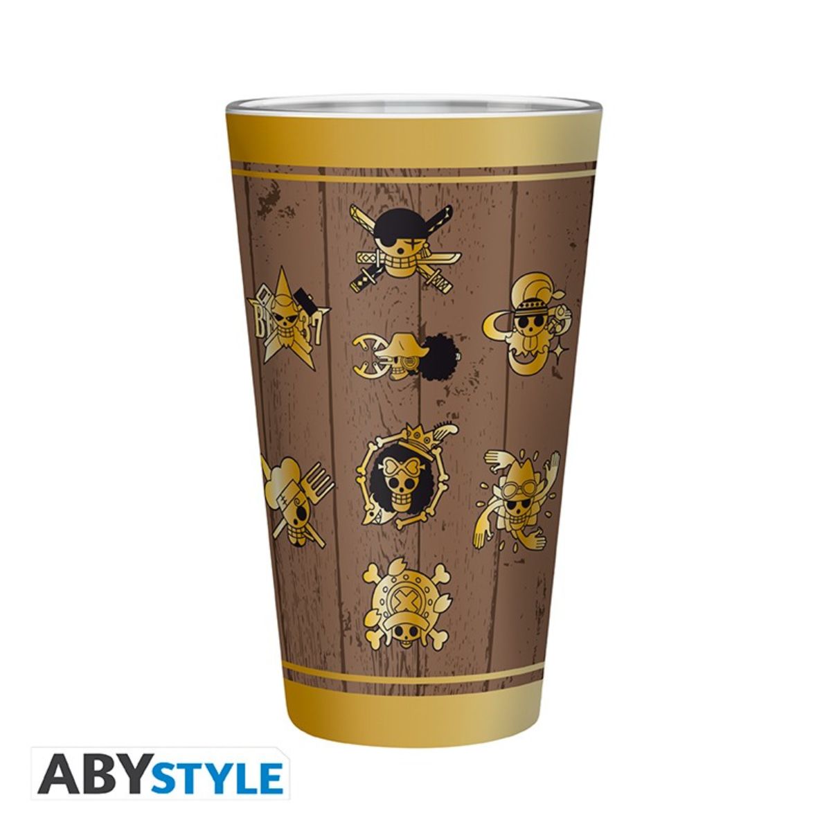 One Piece Large Glass 400ml Skulls Matte