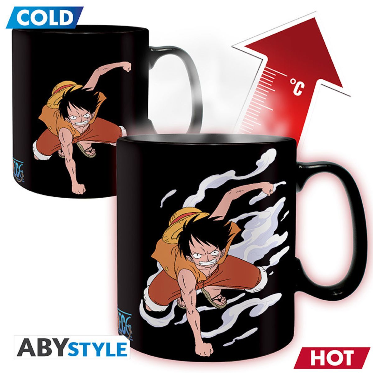 One Piece Mug Heat Change 460 ml Luffy & Ace Cardboard Box