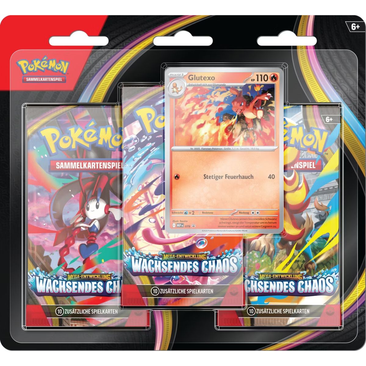Pokémon 3 Wachsendes Chaos: Glutexo 3-Pack Blister Deutsch