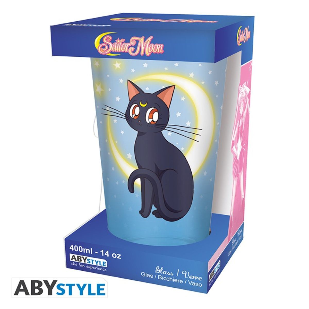 Sailor Moon Large Glass 400ml Luna & Artemis