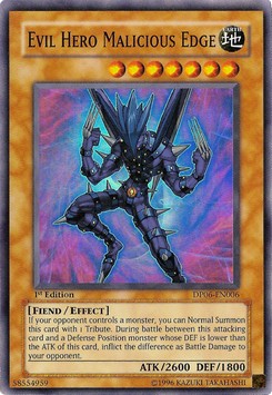 Böser Held Malicious Edge DP06-006 Super Rare Light Played Deutsch 1. Auflage