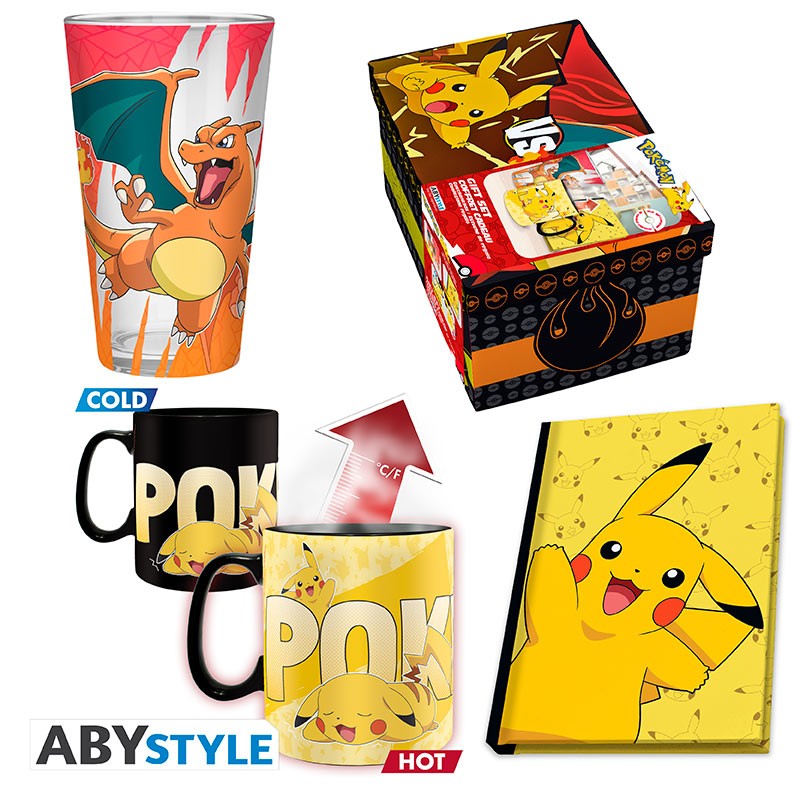 POKEMON - Pck premium Large Glass + Mug HC + notebook "Pikachu"