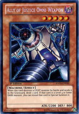 Verbündeter der Gerechtigkeit Omniwaffe HA03-050 Secret Rare Played Deutsch 1. Auflage