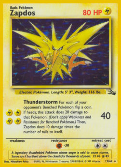 Zapdos FO-15 Holo Rare Poor Deutsch