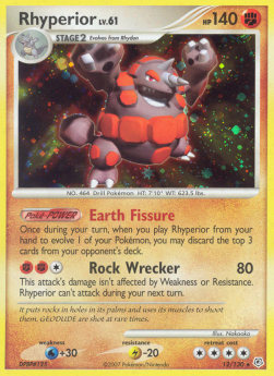 Rihornior Lv.61 DP-12 Holo Rare Light Played Deutsch Reverse Holo