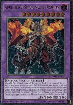 Erzunterweltler Schwarzer Totenkopfdrache CORE-DE048 Ultimate Rare Near Mint Deutsch 1. Auflage