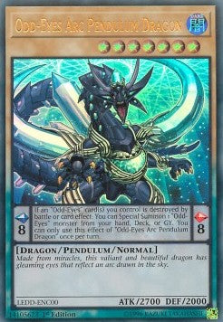 Buntäugiger Arc-Pendeldrache LEDD-DEC00 Ultra Rare Played Deutsch