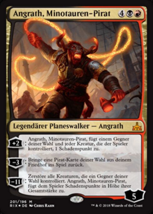 Angrath, Minotauren-Pirat RIX-201 Mythic Light Played Deutsch Foil