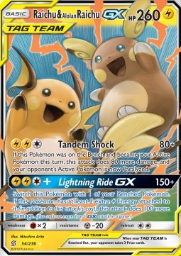 Raichu & Alolan Raichu GX UNM-54 Ultra Rare Light Played Deutsch