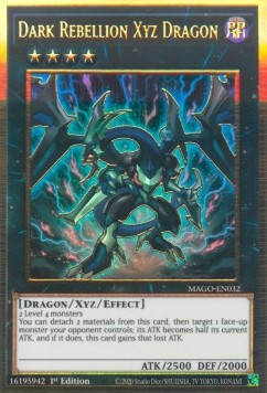 Finsterer Rebellions-Xyz-Drache MAGO-032 Premium Gold Rare Near Mint Deutsch 1. Auflage