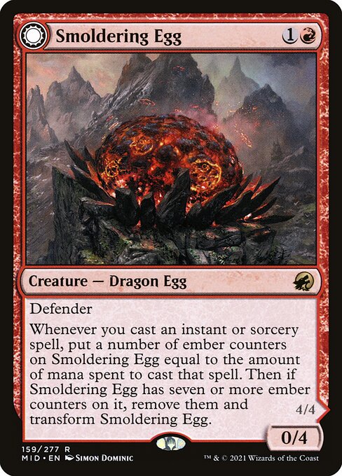 Smoldering Egg // Ashmouth Dragon MID-159 Rare Near Mint Englisch Foil