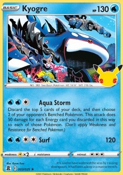Kyogre CEL-003 Holo Rare Light Played Deutsch