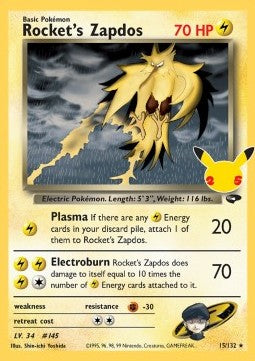Rocket's Zapdos CEL-GC 15 Holo Rare Near Mint Englisch