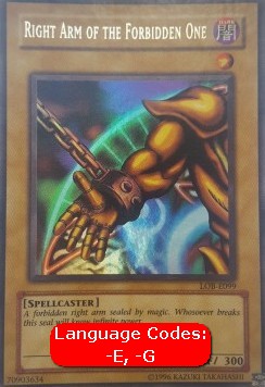 Rechter Arm der Verbotenen (V.1) LOB-099 Ultra Rare Played Deutsch