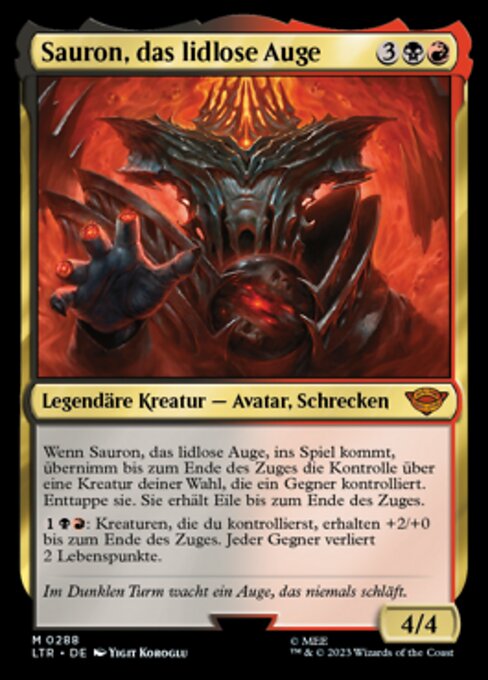 Sauron, das lidlose Auge (V.1) XLTR-288 Mythic Near Mint Deutsch Foil