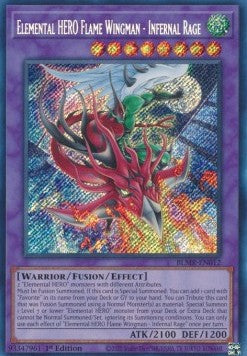 Elemental HERO Flame Wingman - Infernal Rage BLMR-012 Secret Rare Excellent Englisch 1. Auflage