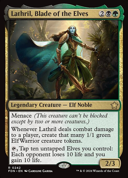 Lathril, Blade of the Elves FDN-242 Rare Near Mint Englisch Foil