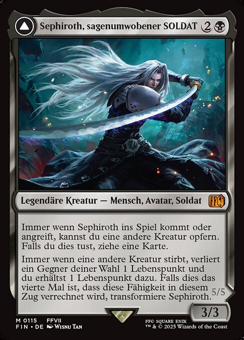 Sephiroth, Fabled SOLDIER // Sephiroth, One-Winged Angel FIN-115 Mythic Near Mint Deutsch