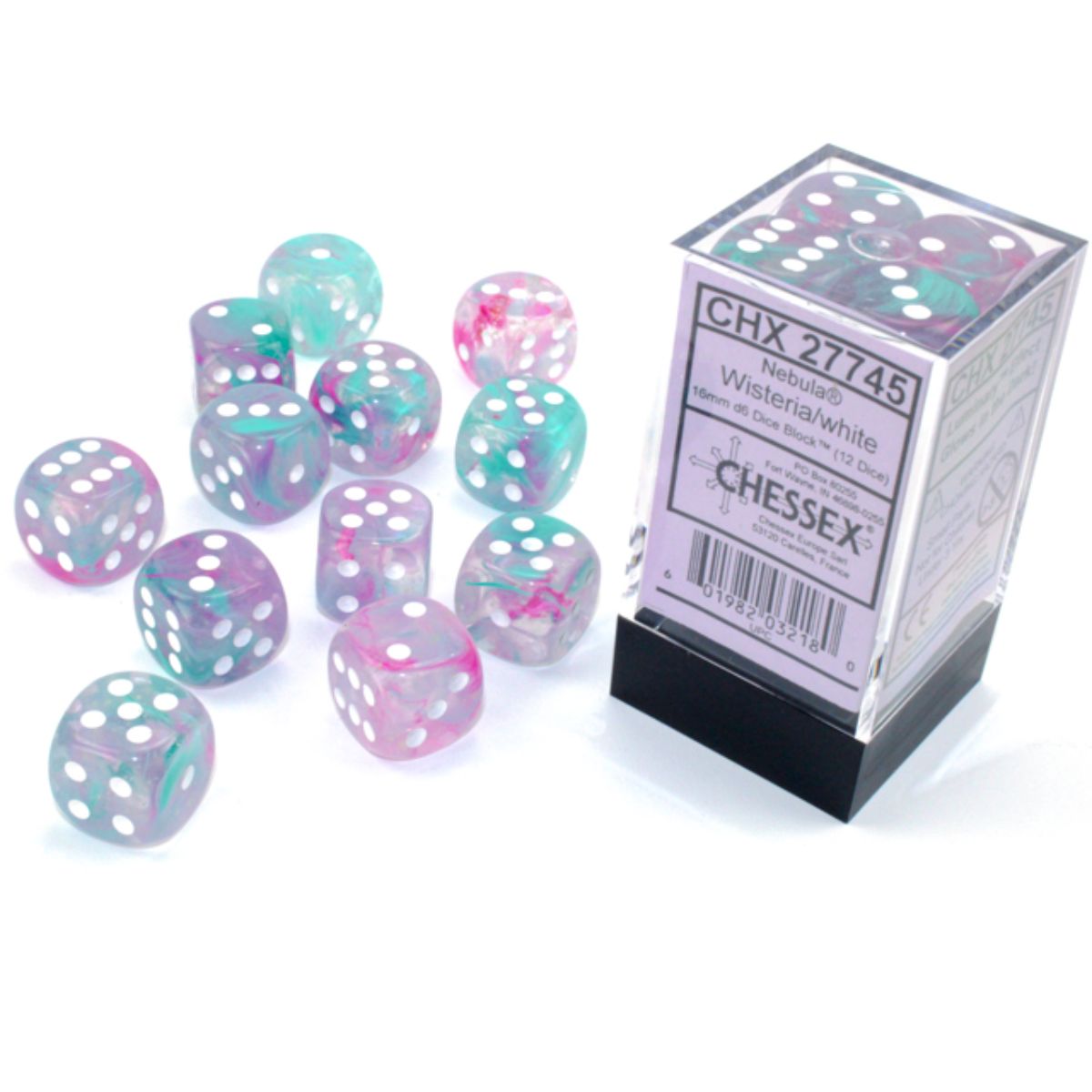 Chessex W6x12 Würfelset Marble Ivory/Black