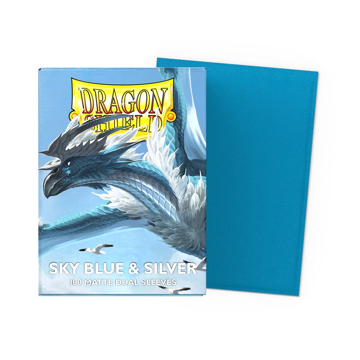 Dragon Shield Standard Size Dual Matte Sleeves - Sky Blue & Silver (100 Sleeves)
