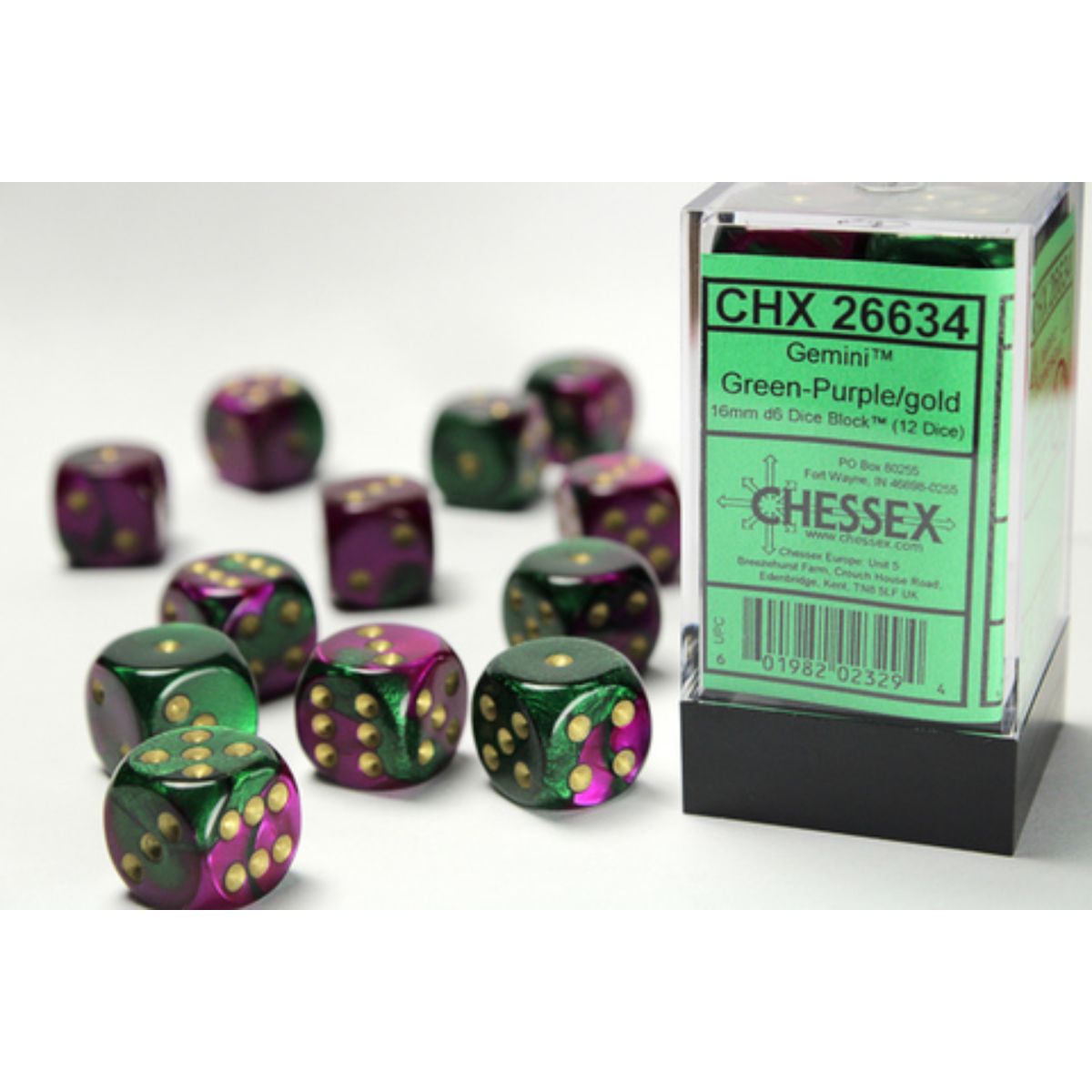 Chessex Gemini W6x12 Green-Purple/Gold