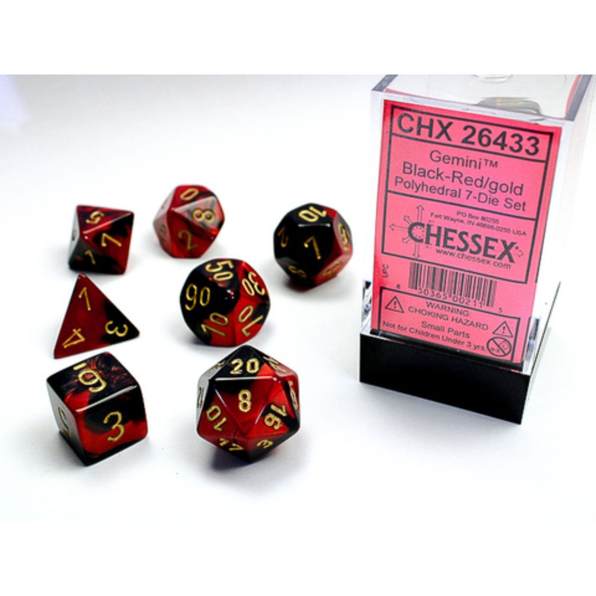 Chessex 7-Würfelset  Gemini Polyhedral Black-Red/Gold